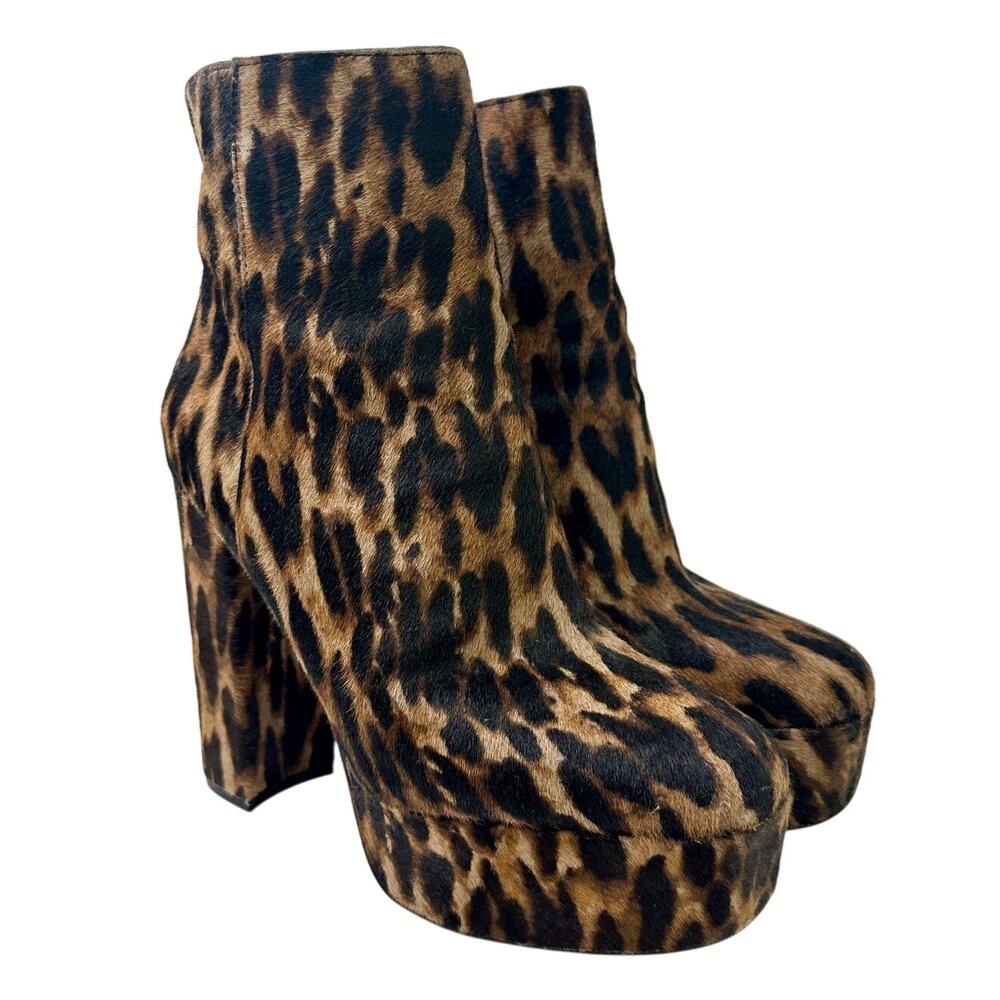 Vince Camuto Leslie Leopard Print Platform Ankle Boots Women's Sz 9.5